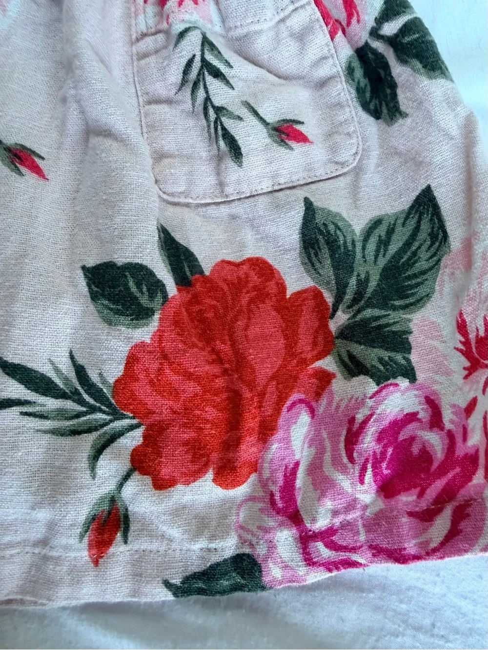 Old Navy Pink Floral Linen Blend Dress with White Bloomers | 6-12 months